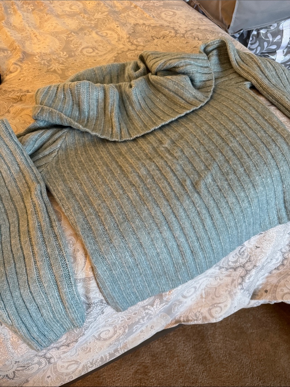 Abercrombie & Fitch Light Teal Ribbed Cowl Neck Sweater